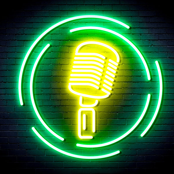 advpro-microphone-ultra-bright-led-neon-sign-fnu0376 - Green & Yellow