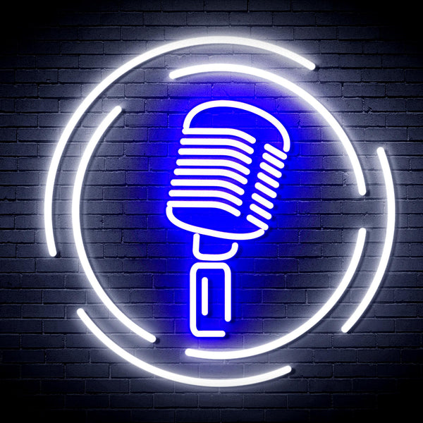 advpro-microphone-ultra-bright-led-neon-sign-fnu0376 - White & Blue