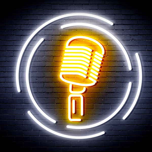 advpro-microphone-ultra-bright-led-neon-sign-fnu0376 - White & Golden Yellow