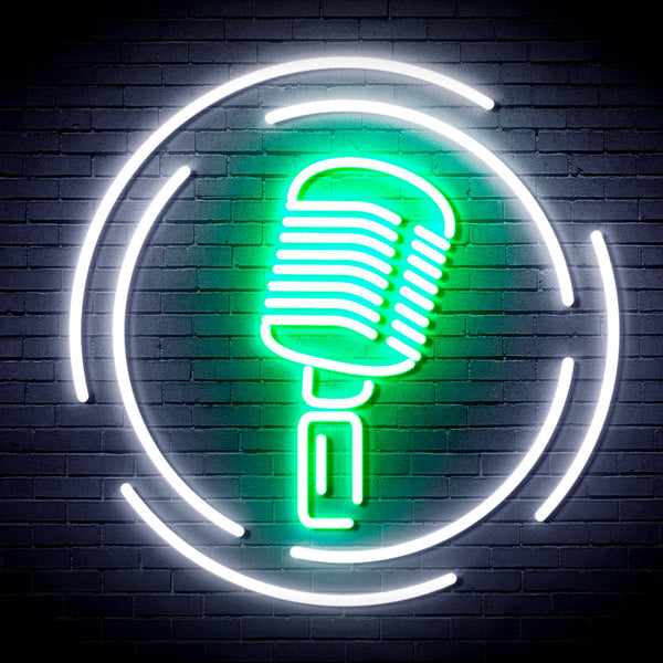 advpro-microphone-ultra-bright-led-neon-sign-fnu0376 - White & Green