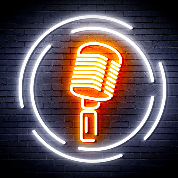 advpro-microphone-ultra-bright-led-neon-sign-fnu0376 - White & Orange