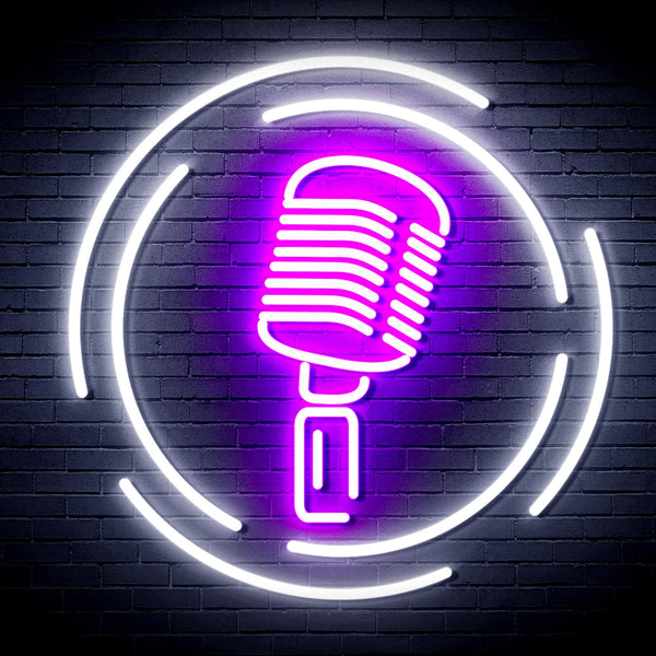 advpro-microphone-ultra-bright-led-neon-sign-fnu0376 - White & Purple