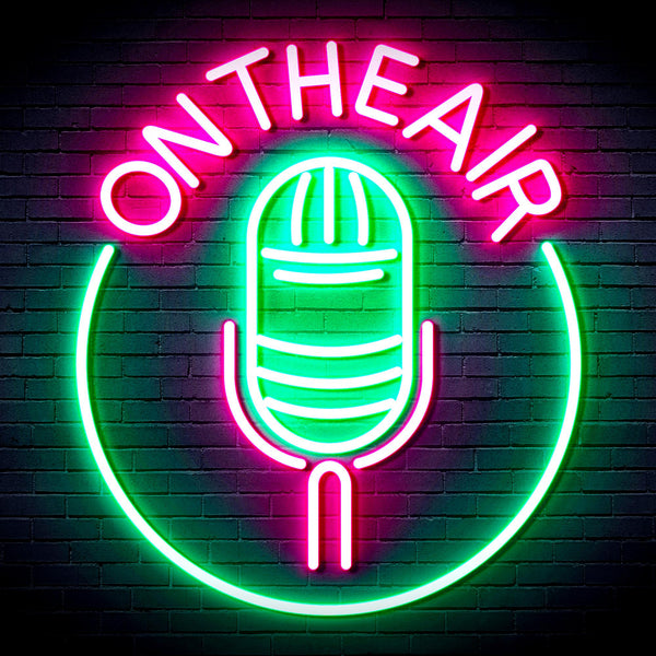 advpro-on-the-air-microphone-ultra-bright-led-neon-sign-fnu0377 - Green & Pink