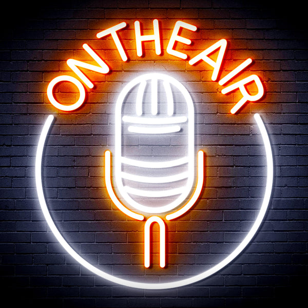 advpro-on-the-air-microphone-ultra-bright-led-neon-sign-fnu0377 - White & Orange