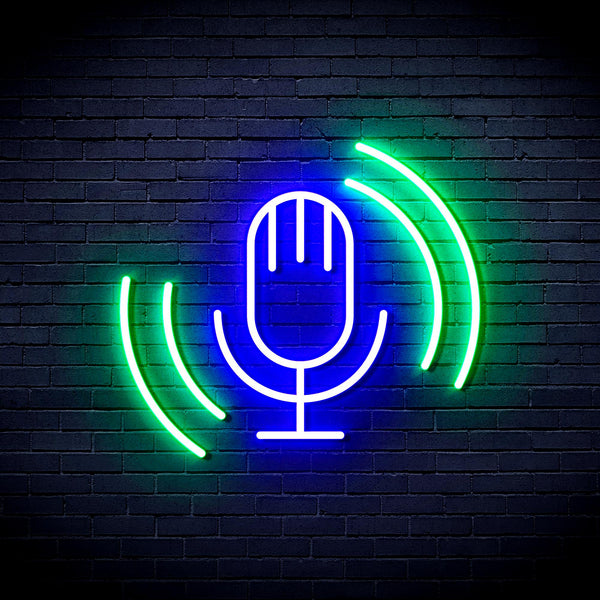 advpro-microphone-ultra-bright-led-neon-sign-fnu0378 - Green & Blue