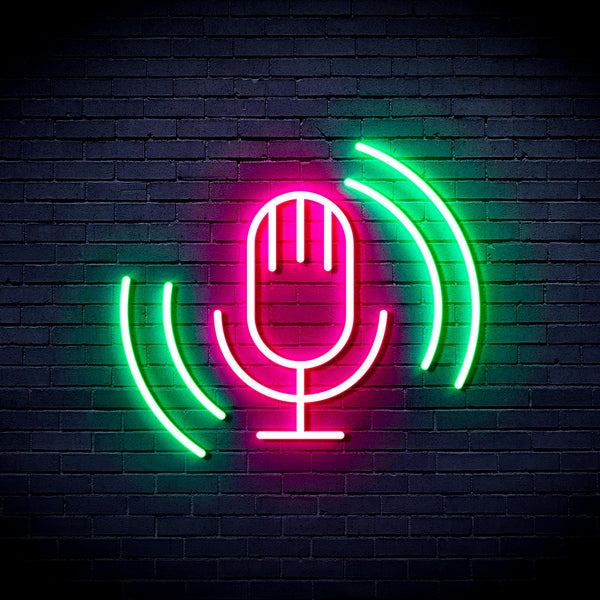 advpro-microphone-ultra-bright-led-neon-sign-fnu0378 - Green & Pink