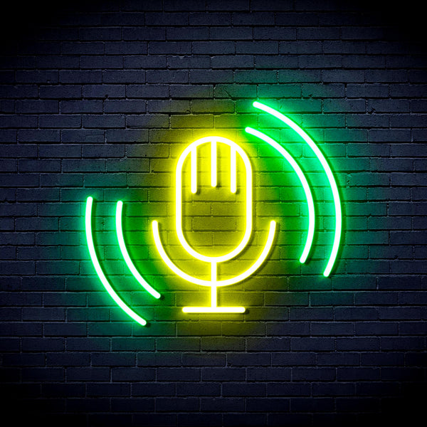 advpro-microphone-ultra-bright-led-neon-sign-fnu0378 - Green & Yellow