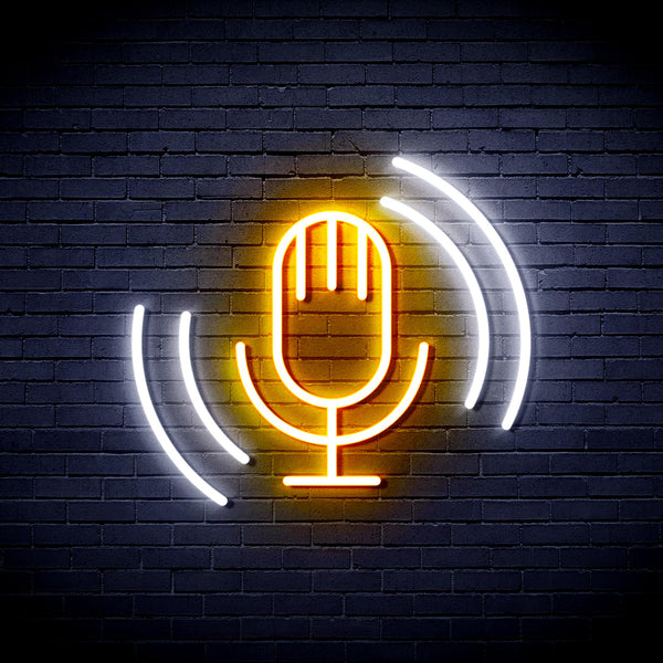 advpro-microphone-ultra-bright-led-neon-sign-fnu0378 - White & Golden Yellow