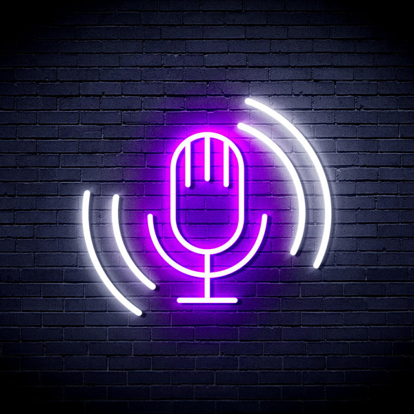 advpro-microphone-ultra-bright-led-neon-sign-fnu0378 - White & Purple