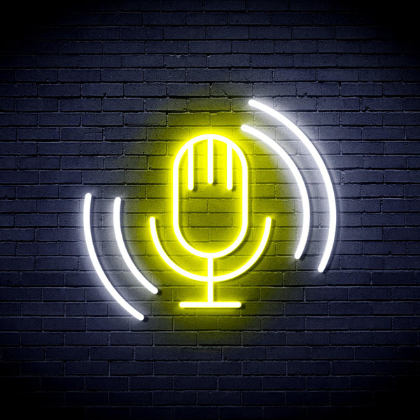 advpro-microphone-ultra-bright-led-neon-sign-fnu0378 - White & Yellow