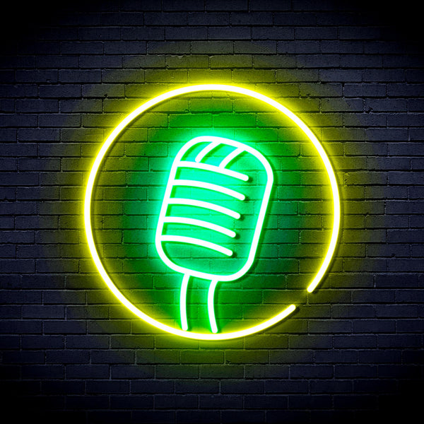 advpro-microphone-sign-ultra-bright-led-neon-sign-fnu0381 - Green & Yellow