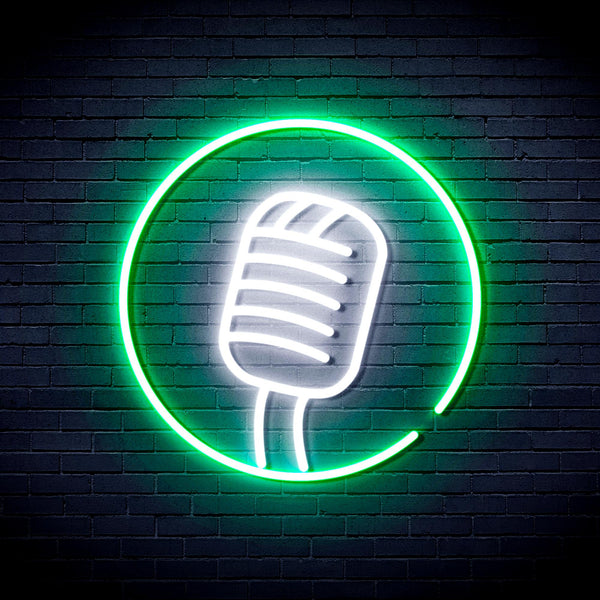 advpro-microphone-sign-ultra-bright-led-neon-sign-fnu0381 - White & Green