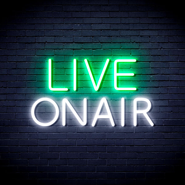 advpro-live-on-air-ultra-bright-led-neon-sign-fnu0382 - White & Green