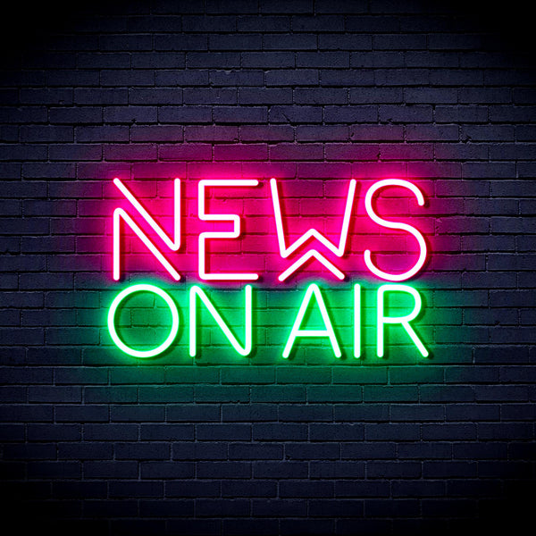 advpro-news-on-air-ultra-bright-led-neon-sign-fnu0385 - Green & Pink