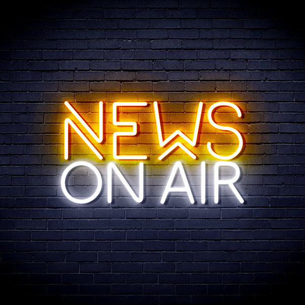 advpro-news-on-air-ultra-bright-led-neon-sign-fnu0385 - White & Golden Yellow