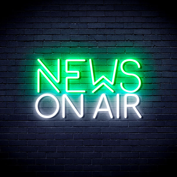 advpro-news-on-air-ultra-bright-led-neon-sign-fnu0385 - White & Green