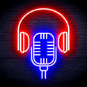 advpro-microphone-with-headphone-ultra-bright-led-neon-sign-fnu0387 - Blue & Red