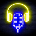 advpro-microphone-with-headphone-ultra-bright-led-neon-sign-fnu0387 - Blue & Yellow