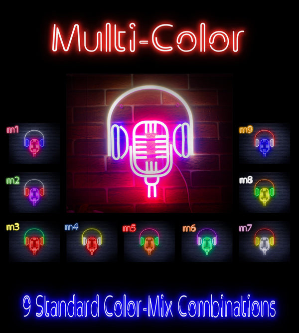 advpro-microphone-with-headphone-ultra-bright-led-neon-sign-fnu0387 - Multi-Color