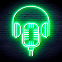 advpro-microphone-with-headphone-ultra-bright-led-neon-sign-fnu0387 - Green