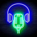 advpro-microphone-with-headphone-ultra-bright-led-neon-sign-fnu0387 - Green & Blue