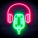 advpro-microphone-with-headphone-ultra-bright-led-neon-sign-fnu0387 - Green & Pink