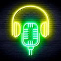 advpro-microphone-with-headphone-ultra-bright-led-neon-sign-fnu0387 - Green & Yellow