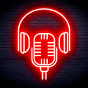 advpro-microphone-with-headphone-ultra-bright-led-neon-sign-fnu0387 - Red