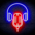 advpro-microphone-with-headphone-ultra-bright-led-neon-sign-fnu0387 - Red & Blue