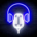 advpro-microphone-with-headphone-ultra-bright-led-neon-sign-fnu0387 - White & Blue