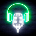 advpro-microphone-with-headphone-ultra-bright-led-neon-sign-fnu0387 - White & Green