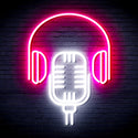 advpro-microphone-with-headphone-ultra-bright-led-neon-sign-fnu0387 - White & Pink