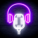 advpro-microphone-with-headphone-ultra-bright-led-neon-sign-fnu0387 - White & Purple