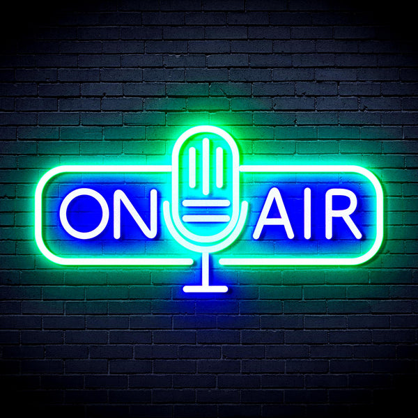 advpro-on-air-microphone-ultra-bright-led-neon-sign-fnu0388 - Green & Blue