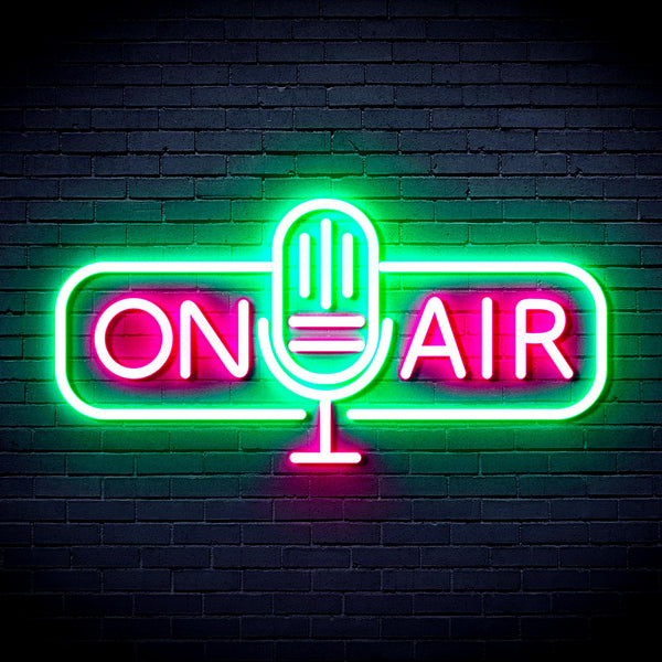 advpro-on-air-microphone-ultra-bright-led-neon-sign-fnu0388 - Green & Pink