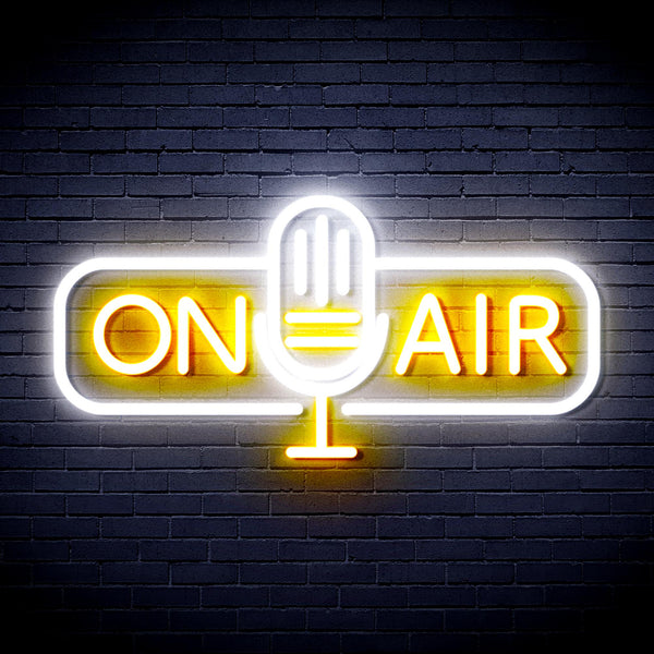 advpro-on-air-microphone-ultra-bright-led-neon-sign-fnu0388 - White & Golden Yellow