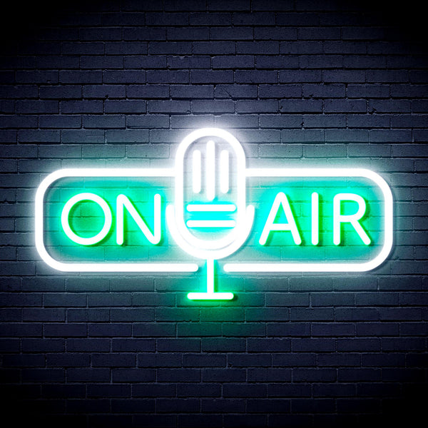 advpro-on-air-microphone-ultra-bright-led-neon-sign-fnu0388 - White & Green