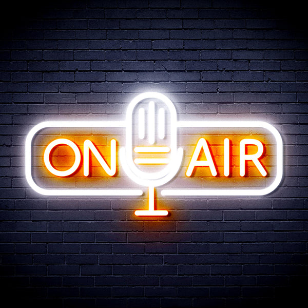 advpro-on-air-microphone-ultra-bright-led-neon-sign-fnu0388 - White & Orange