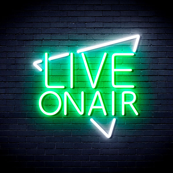 advpro-live-on-air-ultra-bright-led-neon-sign-fnu0390 - White & Green