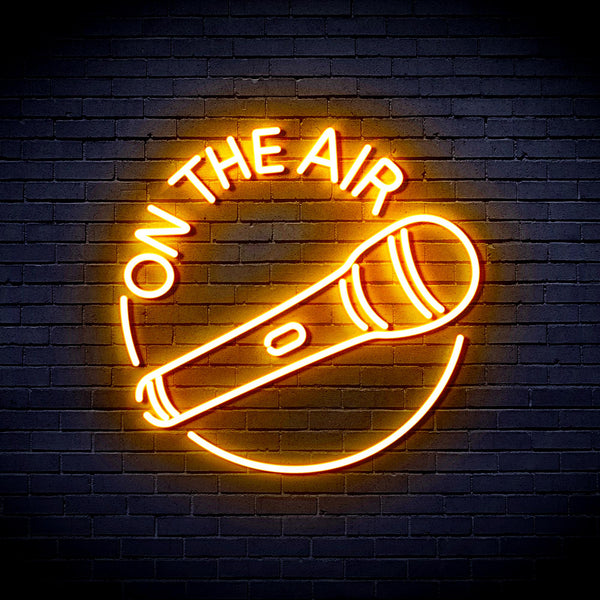 advpro-on-the-air-with-microphone-ultra-bright-led-neon-sign-fnu0393 - Golden Yellow