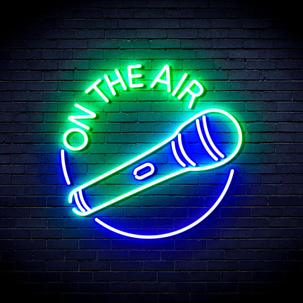 advpro-on-the-air-with-microphone-ultra-bright-led-neon-sign-fnu0393 - Green & Blue
