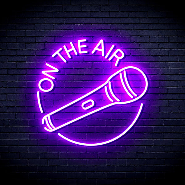 advpro-on-the-air-with-microphone-ultra-bright-led-neon-sign-fnu0393 - Purple