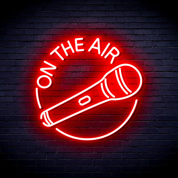 advpro-on-the-air-with-microphone-ultra-bright-led-neon-sign-fnu0393 - Red