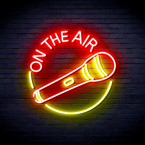 advpro-on-the-air-with-microphone-ultra-bright-led-neon-sign-fnu0393 - Red & Yellow