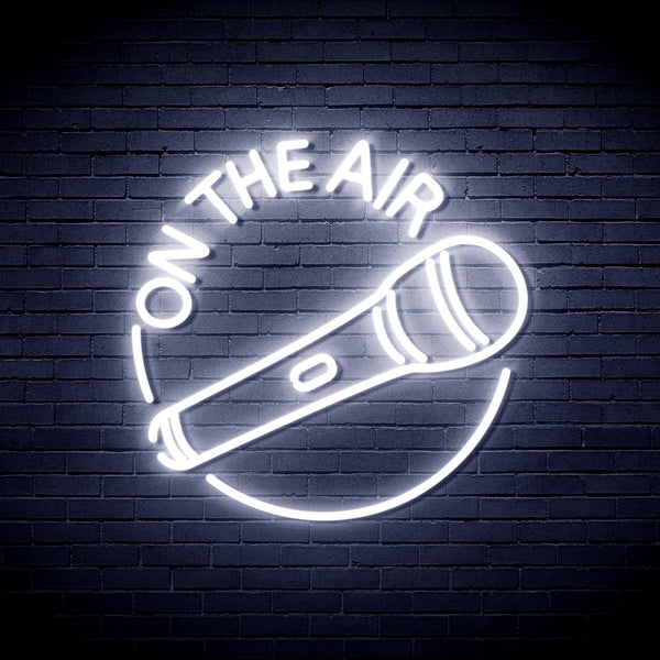 advpro-on-the-air-with-microphone-ultra-bright-led-neon-sign-fnu0393 - White