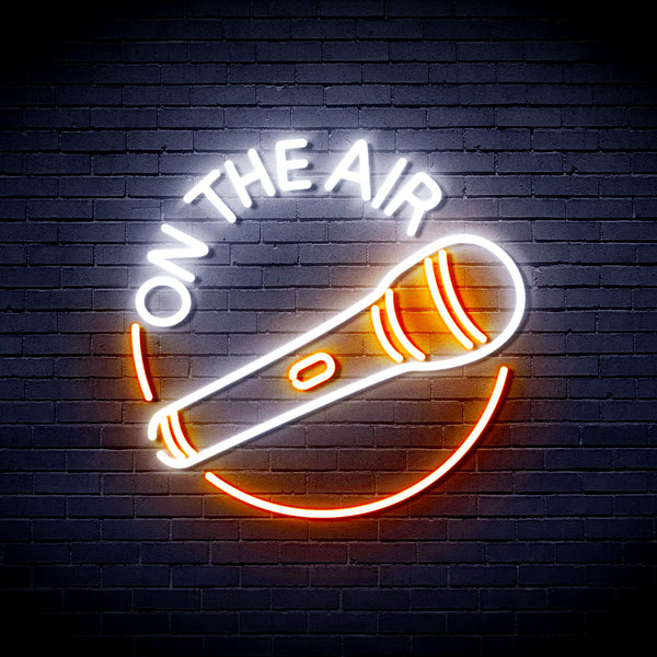 advpro-on-the-air-with-microphone-ultra-bright-led-neon-sign-fnu0393 - White & Orange