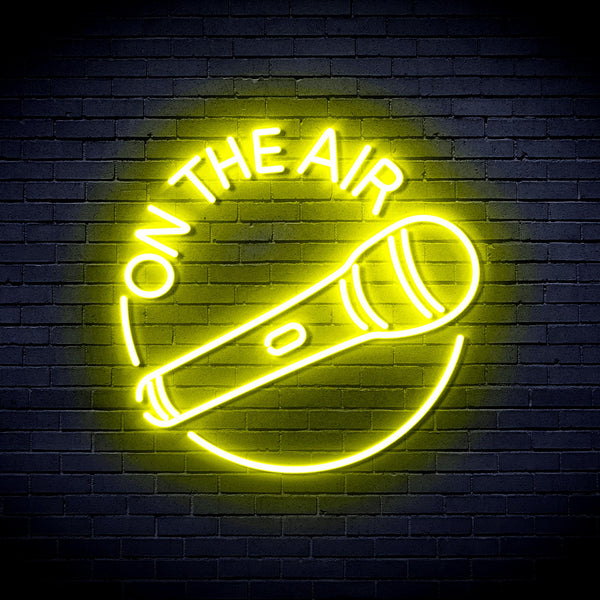 advpro-on-the-air-with-microphone-ultra-bright-led-neon-sign-fnu0393 - Yellow