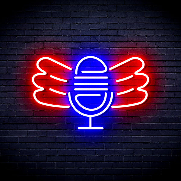advpro-microphone-with-wings-ultra-bright-led-neon-sign-fnu0395 - Blue & Red