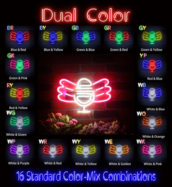 advpro-microphone-with-wings-ultra-bright-led-neon-sign-fnu0395 - Dual-Color