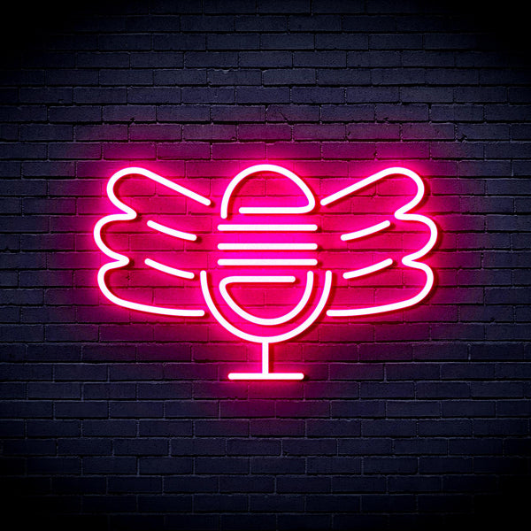 advpro-microphone-with-wings-ultra-bright-led-neon-sign-fnu0395 - Pink
